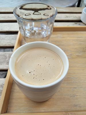 Coffee with oatmilk. at Myller Coffee Shop in Athens