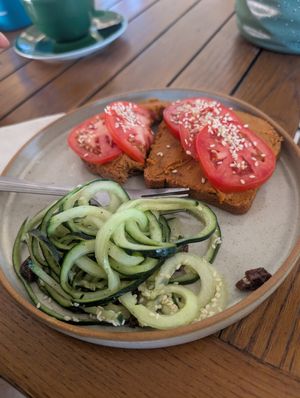 Sundried tomato hummus toast at Heather's Kitchen in Nairobi