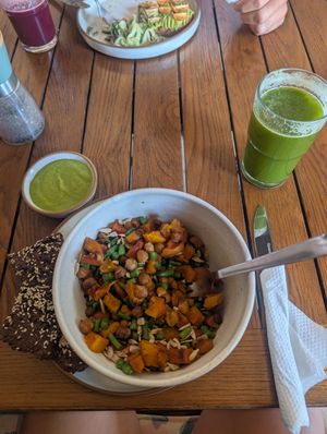 Roasted butternut, chickpea, green bean salad at Heather's Kitchen in Nairobi