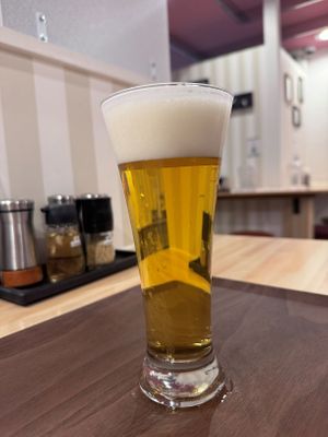 Draft beer at Noodle Stand THREE P's in Matsumoto