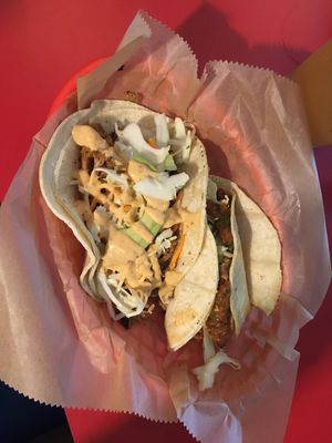 Jackfruit tinga and spicy chorizo at Taco Party in Somerville