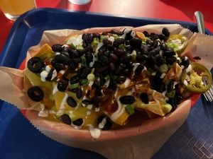 Nacho libre with black beans added  at Taco Party in Somerville