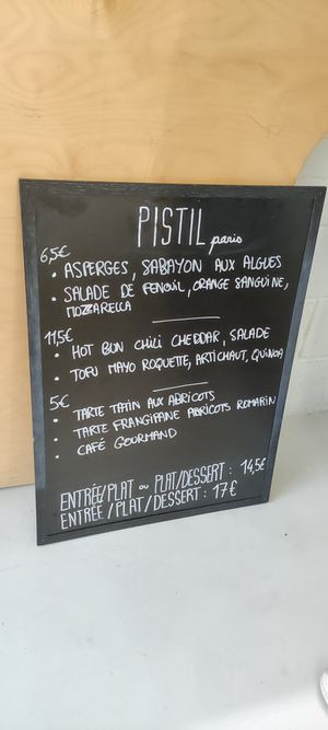 Menu at Pistil in Paris