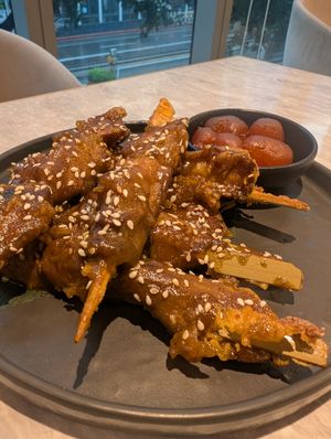 Trumpet mushroom skewers at Yang Shin 養心茶樓 in Taipei