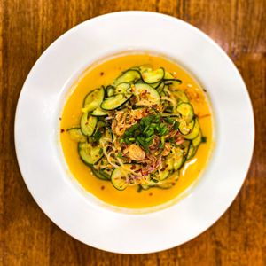 Asian Cucumber Salad w/ Red Onion & Fresh Pear… AMAZING!  at Stir House - Vegan Stir Fry in Atlanta