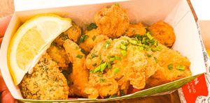 Fried Buddha Basket - vegetables coated in the tastiest batter ever. Get all the sauces with this and have fun!  at Stir House - Vegan Stir Fry in Atlanta