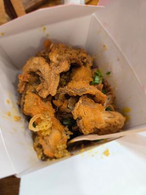 Fried mushrooms with vegetable fried rice at Stir House - Vegan Stir Fry in Atlanta