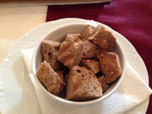 BioFresh homemade croutons for soup at BIOfresh in Bucharest