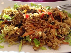 BioFresh rice with mushrooms in the lunch special at BIOfresh in Bucharest