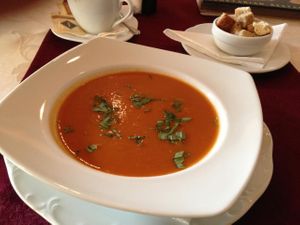 BioFresh tomato soup at BIOfresh in Bucharest