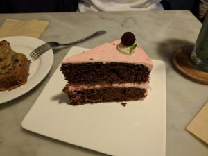 Matcha raspberry cake 맛차 라즈베리 케이크 at Plant Bakery 플랜트 in Seoul
