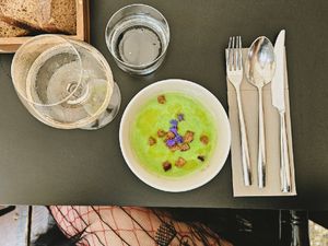 Pea Gazpacho Soup at WILLICHS in Mainz
