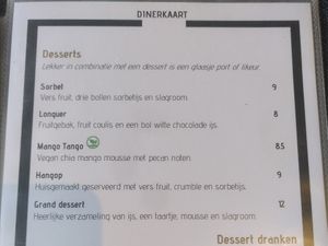 Dessert op de dinerkaart at Markant in Lichtenvoorde