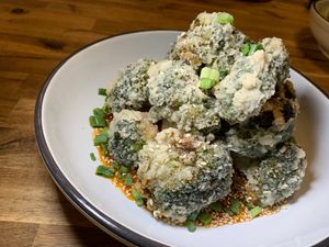 Crispy Sesame Broccoli:  Vietnamese Shaking Sauce, Green Onions, Sesame Seeds at HUB Tavern + Grill in Kalamazoo