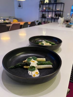 Fusion Gourmet- Wednesday - Saturday Grilled Asparagus | vegan cream  at à Table Chez Anou in Geneva
