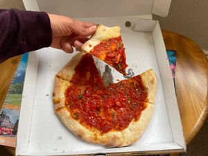 Chilli tomato sauce pizza bread   at Little Italy  in Inverness