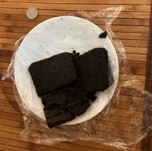 Vegan brownie, plated at home. at The Inketoble Cafe in New York City