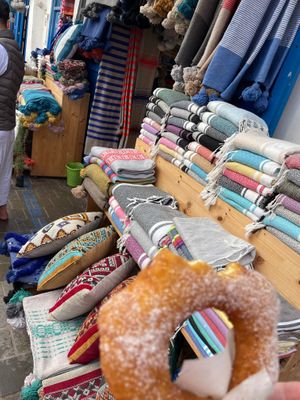 Tasty!  at Moroccan Doughnuts Sfenj in Essaouira
