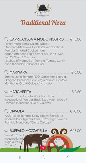 Traditional pizzas including the classic Marinara at Pizzeria da Lioniello   in Milan