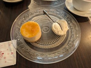 Vegan soy cheesecake with soy cuisine at Bio Cafe in Tokyo