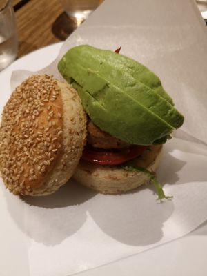 Veggie burger love! at Bio Cafe in Tokyo
