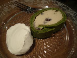Macrobiotic Matcha Roll Cake. at Bio Cafe in Tokyo