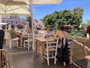 Lovely view  of the port at Lindos Garden Restaurant in Rhodes