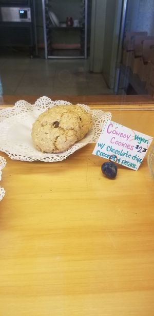 Cowboy Cookie, the only vegan option today. at Good Harbor Coffee and Bakery in Traverse City