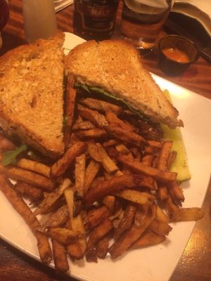 Vegan menu sandwich with shredded coconut coconut  at Tap and Mallet in Rochester