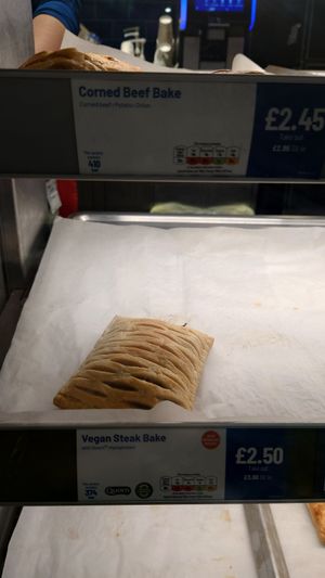 Vegan steak bake with puffy pastry at CWL - Greggs in Cardiff