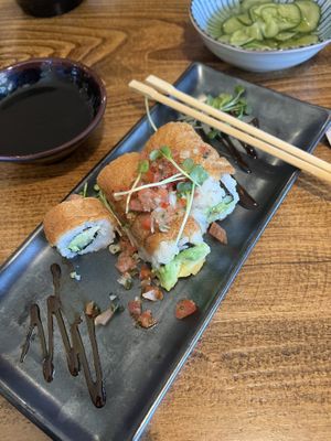 Saving Memo roll. Sorry I took a bite before the pic!  at Mikuni in Folsom