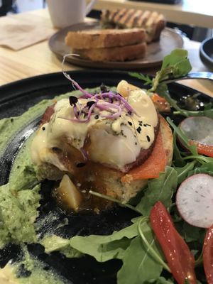 Vegan eggs Benedict  at Asante in Barcelona