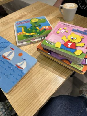 Books available for babies in the restaurant  at Asante in Barcelona