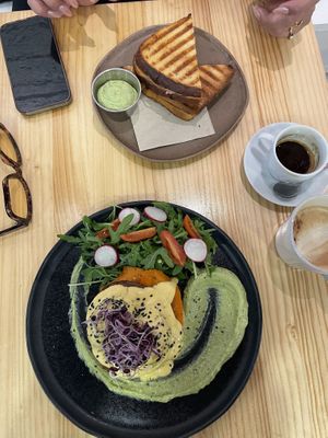 Egg Benedict& Grilled Ham& Cheese Sandwichh  at Asante in Barcelona