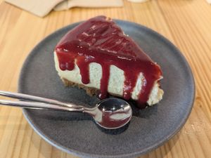 Strawberry cheesecake at Asante in Barcelona