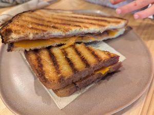 Ham, cheese and tomato toastie at Asante in Barcelona