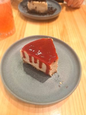 Strawberry cheesecake at Asante in Barcelona