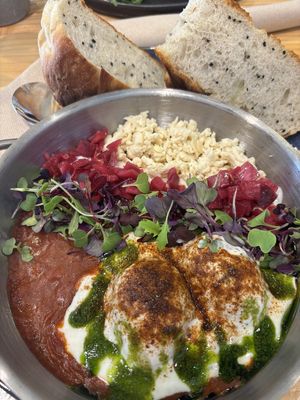 shakshouka with eggs benedict at Asante in Barcelona