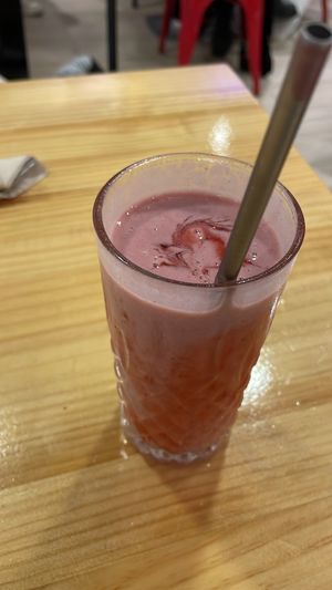Delicious strawberry smoothie  at Asante in Barcelona