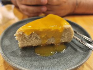 Peach bergamot cheesecake at Asante in Barcelona