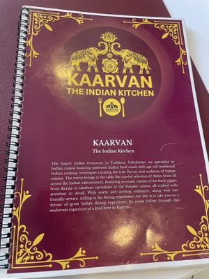 The menu   at KAARVAN The Indian Kitchen in Tashkent