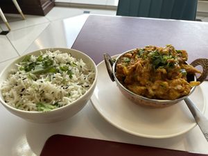 Jeera Rice and Aloo Gobhi (potatoes and Cauliflower)   at KAARVAN The Indian Kitchen in Tashkent