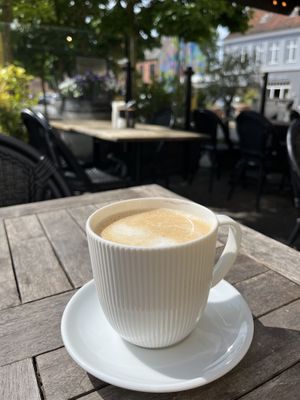 Cappuccino with oatmilk   at Cafe Vin & Brød in Maribo