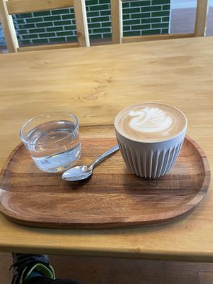 Flat white   at Oat and Bean in Cardiff