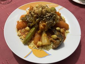 Vegetable couscous  at La Rose Du Sud in Essaouira