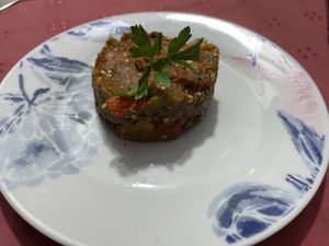 Aubergine zaalouk  at La Rose Du Sud in Essaouira