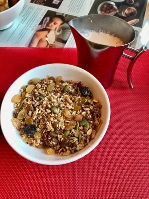 Granola with soya milk at Sofra Bld in Abu Dhabi