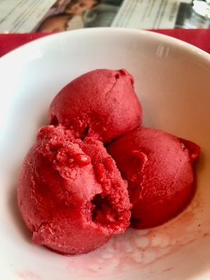 Raspberry sorbet at Sofra Bld in Abu Dhabi
