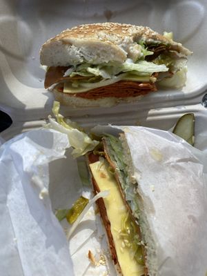 Icicle Gorge Grinder (plant based). Yummy!  at Bavarian Bagel Co in Leavenworth