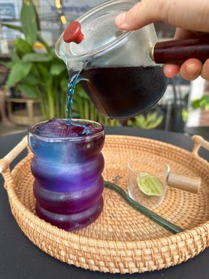 Butterfly Pea Refresher  at Blessings Home & Café in Koh Phangan